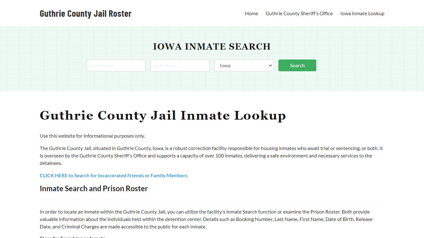 Guthrie County Jail Roster Lookup, IA, Inmate Search