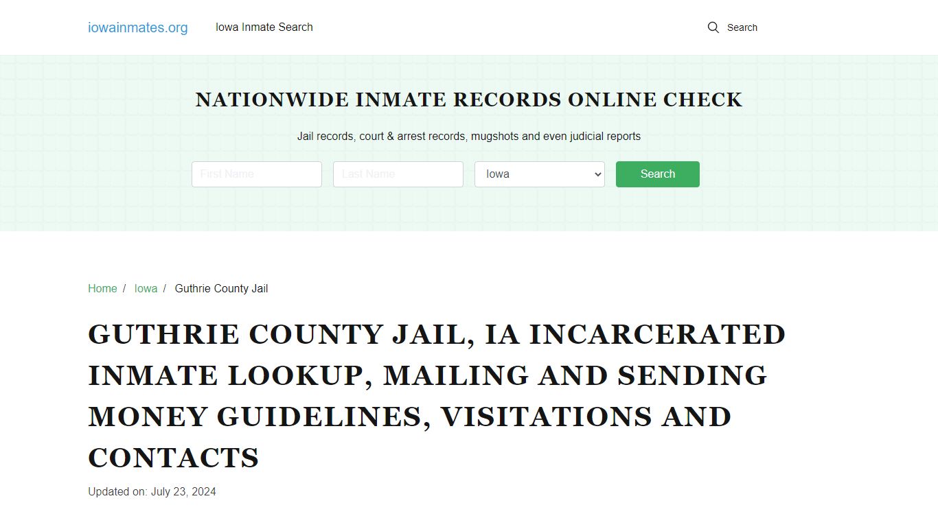 Guthrie County Jail, IA: Find an Inmate, Visitation & Contact Info