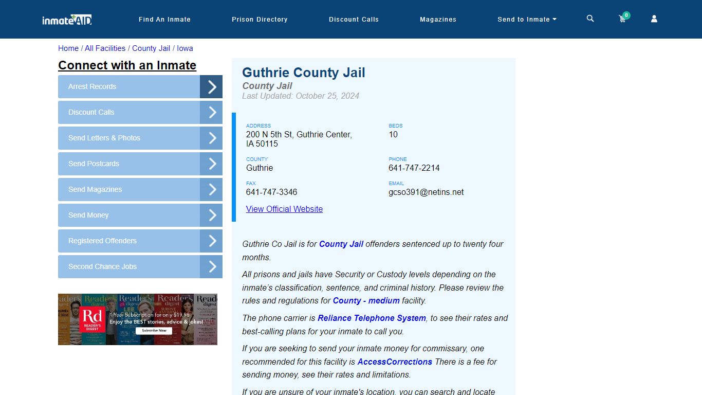 Guthrie County Jail - Inmate Locator